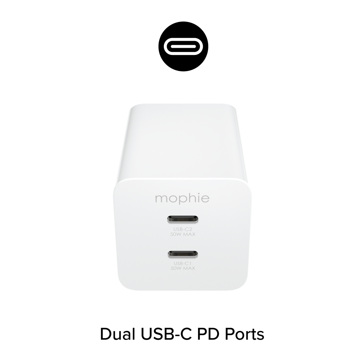 Mophie Essentials Adaptateur mural Dual USB-C 50W White