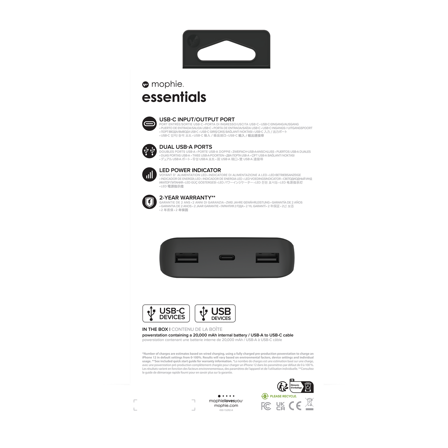 Mophie Essentials Power Bank 20000mAh Black