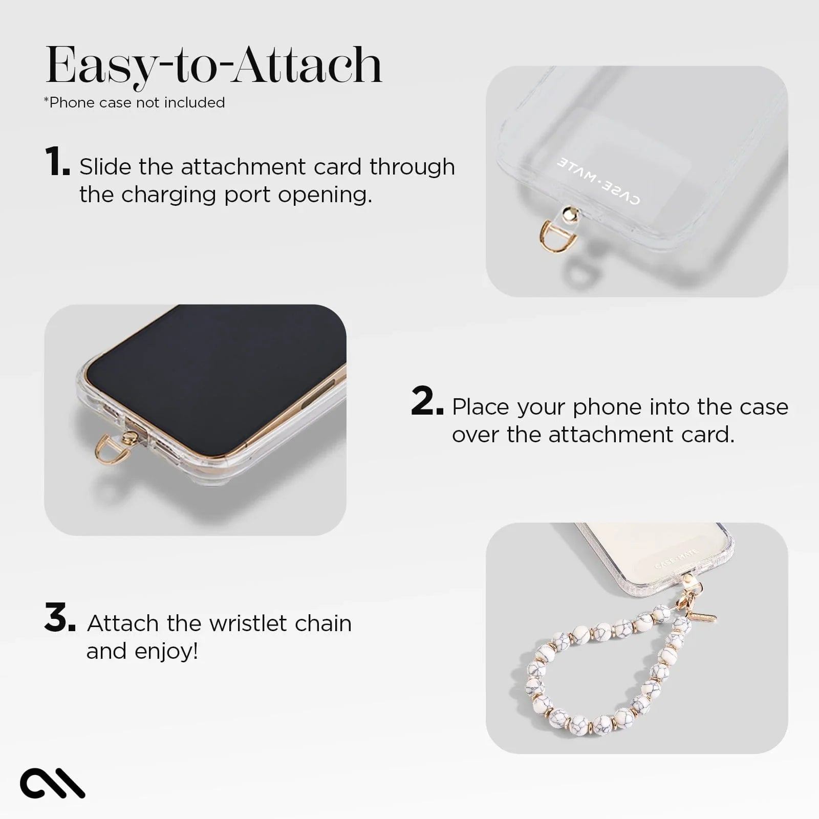 Case-mate Phone Charm - Beaded White Marble