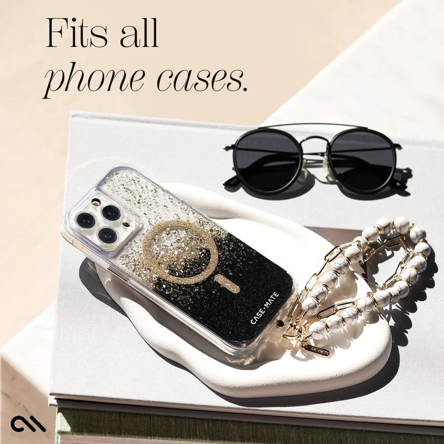 Case-mate Phone Charm - Beaded White Marble