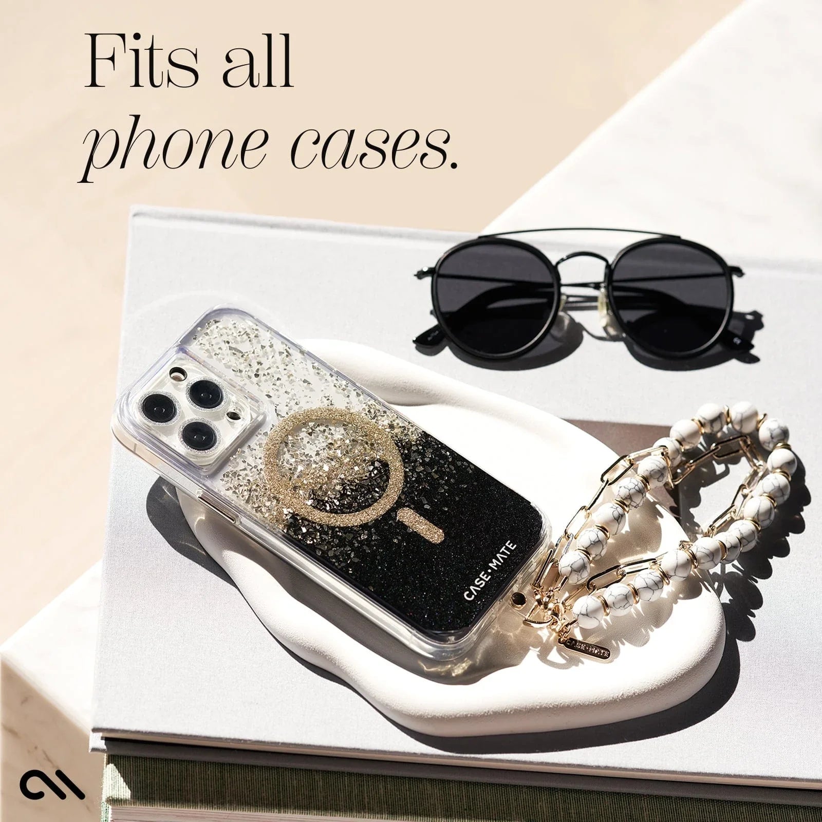 Case-mate Phone Charm - Beaded White Marble