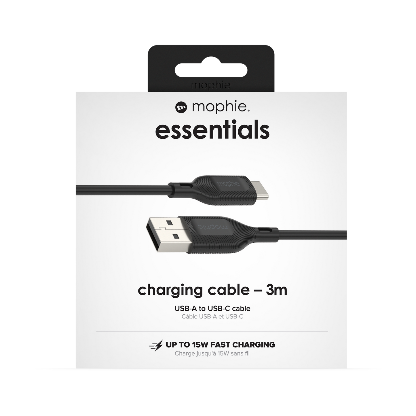 Mophie Essentials Cable USBA à USBC 3M Black