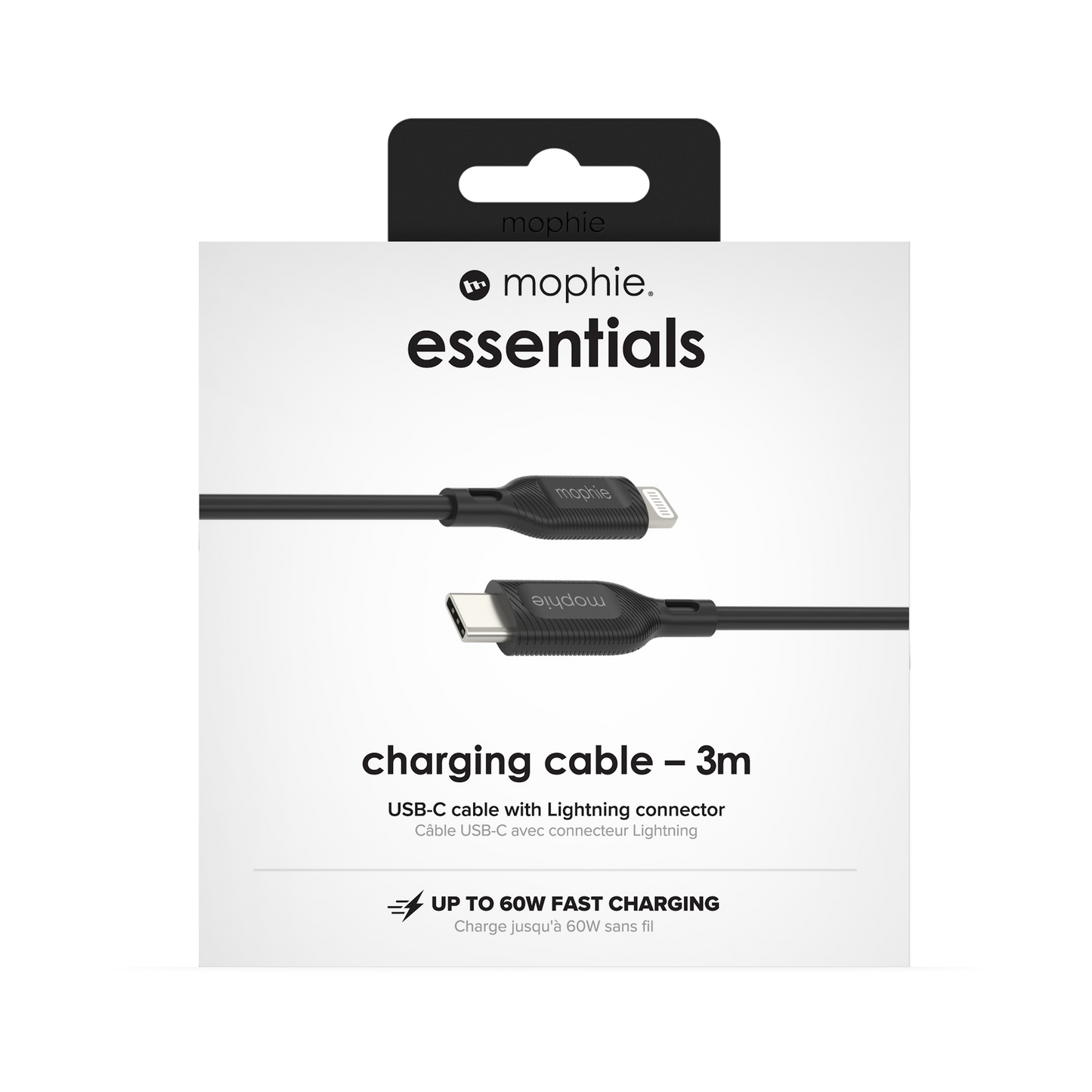 Mophie Essentials Cable USBC à Lightning 3M Black