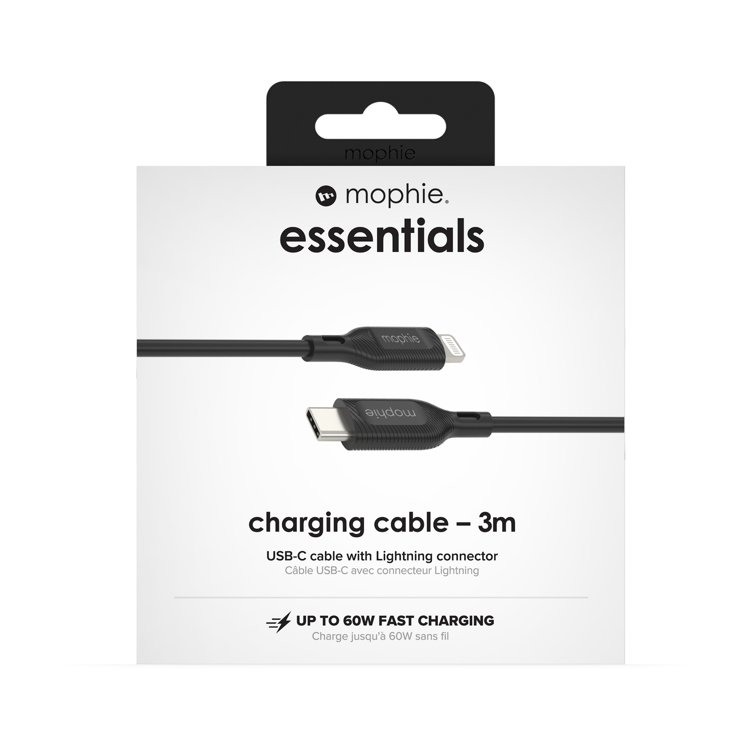 Mophie Essentials Cable USBC à Lightning 3M Black