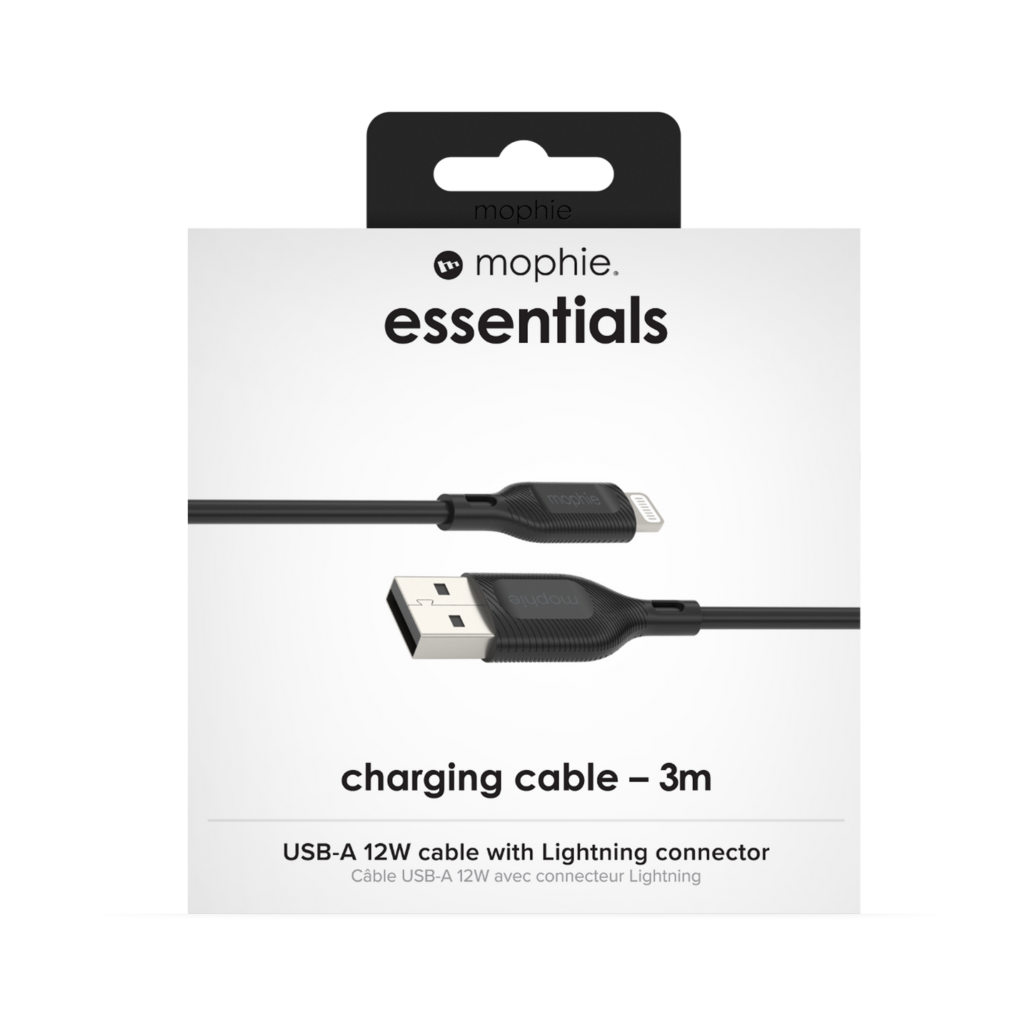 Mophie Essentials Cable USBA à Lightning 3M Black