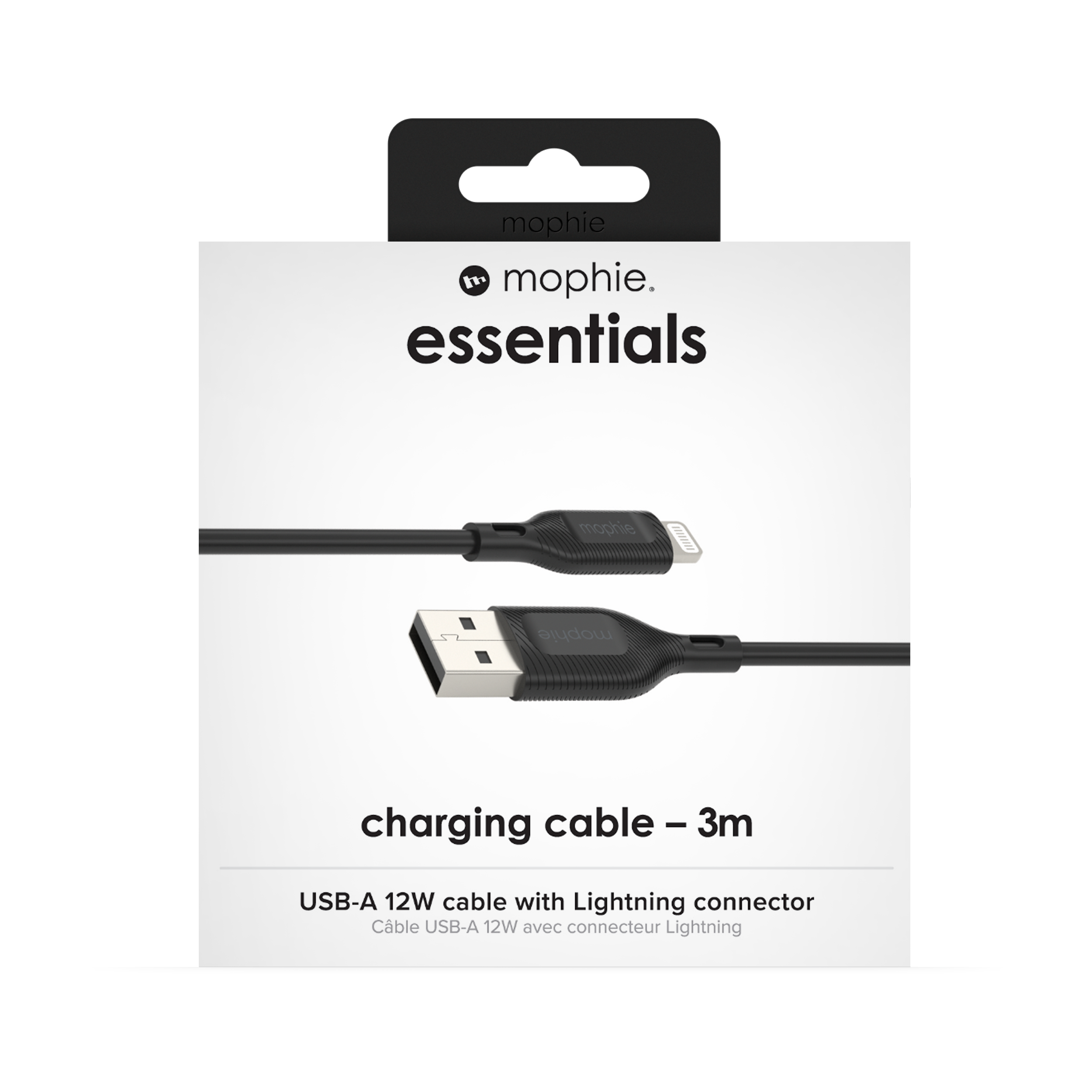 Mophie Essentials Cable USBA à Lightning 3M Black