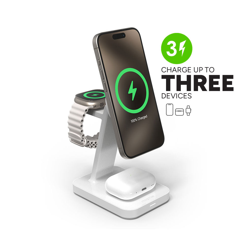 Mophie-Snap+ Stand de charge sans fil 3-en-1 White