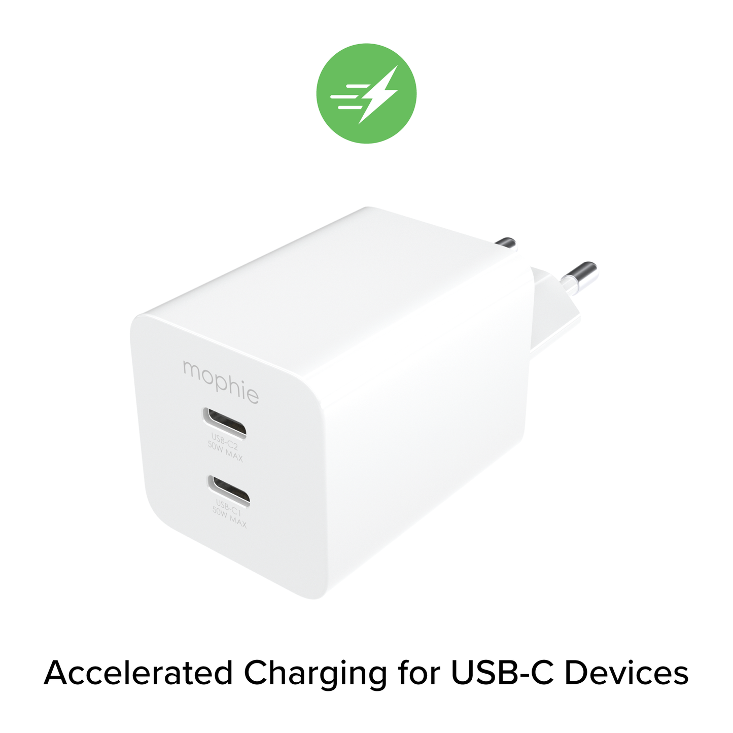 Mophie Essentials Adaptateur mural Dual USB-C 50W White