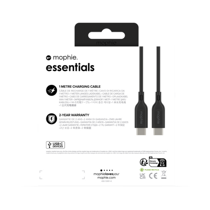 Mophie Essentials Cable USBC à USBC 1M Black