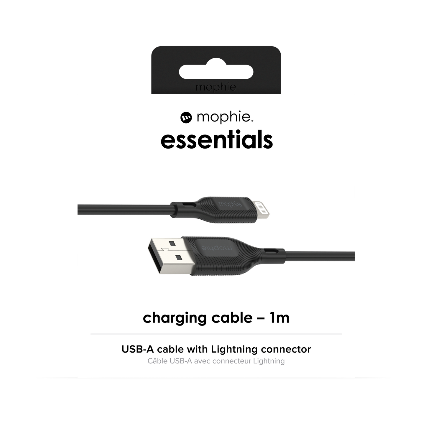 Mophie Essentials Cable USBA à lightning 1M Black