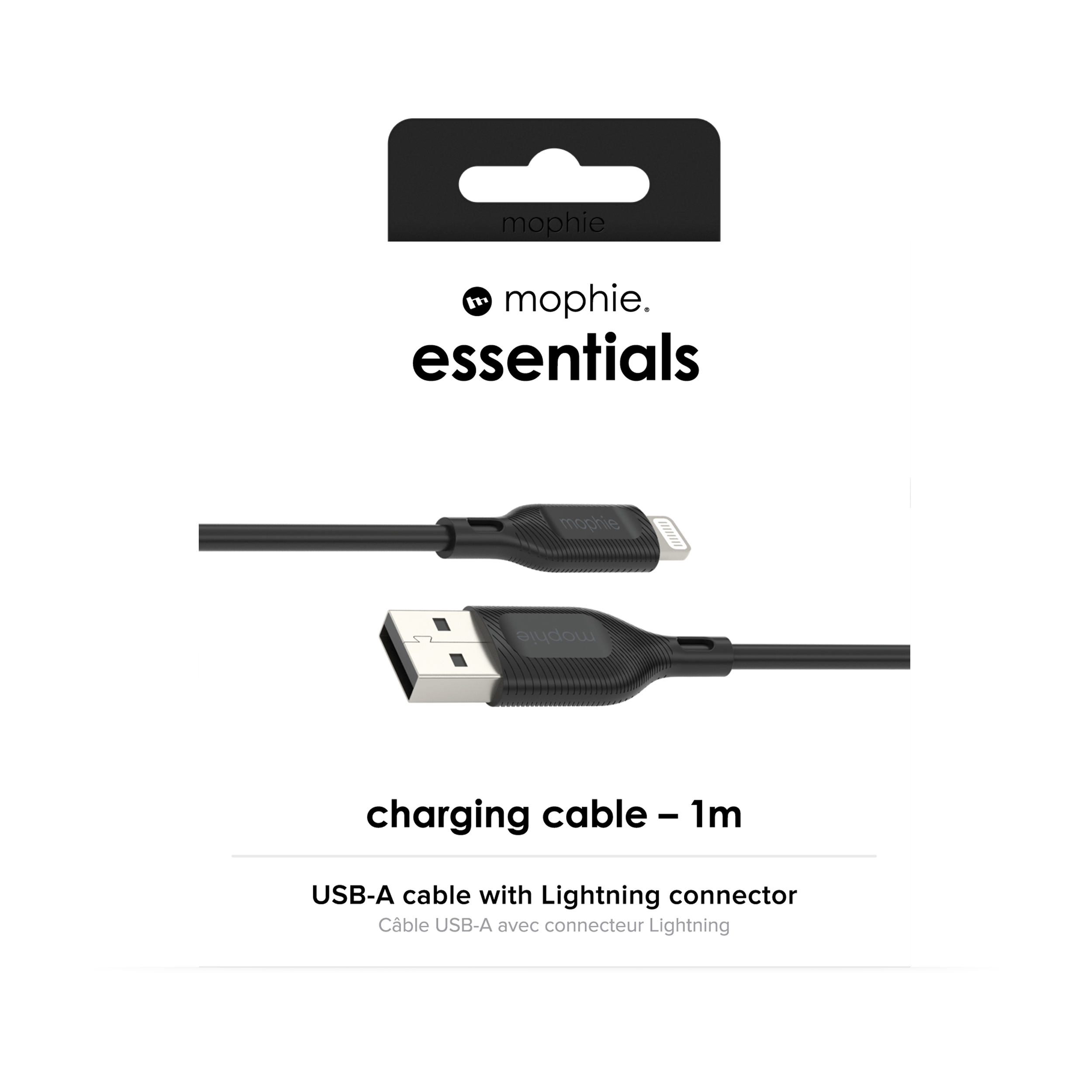 Mophie Essentials Cable USBA à lightning 1M Black
