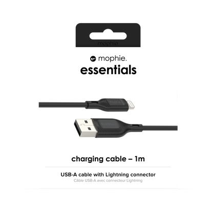 Mophie Essentials Cable USBA à lightning 1M Black