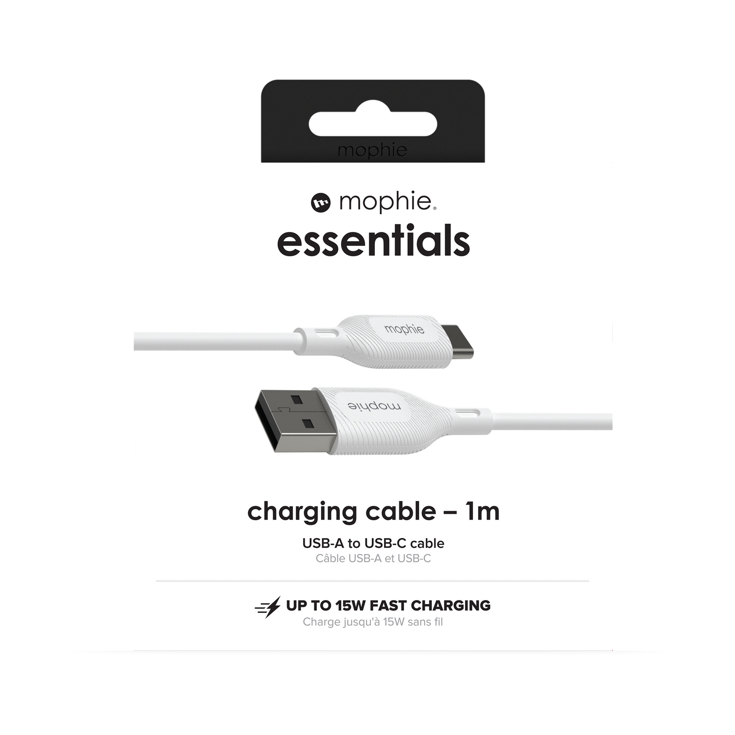 Mophie Essentials Cable USBA à USBC 1M White