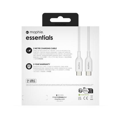 Mophie Essentials Cable USBC à USBC 2M White