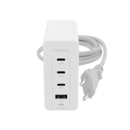 Mophie Adaptateur mural 120W White (3xUSBC + 1xUSBA)